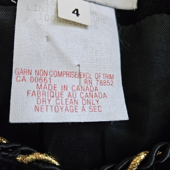 90s blazer jacket Jon Tagia black velvet gold trim buttons cropped Union made 4 - Picture 9 of 10